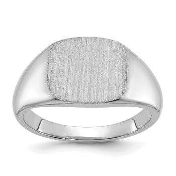 10kw 12mm x 12mm cushion face signet ring.