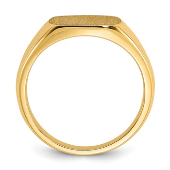10ky 12mm x 12mm cushion face signet ring. — alternate view