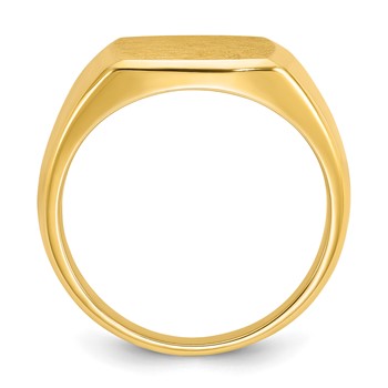 10ky 14mm x 14mm cushion face signet ring. — alternate view