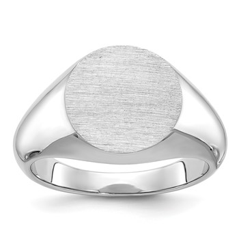 IB Goodman 14k White Gold 16x14mm Oval Mens Signet Ring