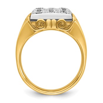 IBGoodman 14k Two-tone Men's Polished and Textured Scroll Design Square Cluster Ring Mounting — alternate view