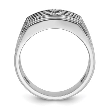 IBGoodman 10k White Gold Men's Polished and Grooved 4-Row Ring Mounting — alternate view