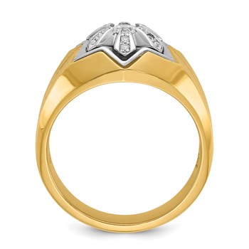 IBGoodman 14k Two-tone Men's Polished and Grooved Star Ring Mounting — alternate view