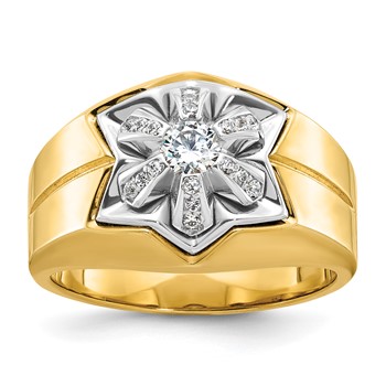 IBGoodman 14k Two-tone Men's Polished and Grooved Star Ring Mounting