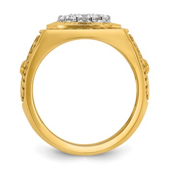 IBGoodman 14k Two-tone Men's Polished Textured and Diamond-cut Stars and Stripes Round Cluster Ring Mounting — alternate view