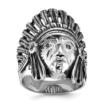 IB Goodman 14k White Gold Mens Antiqued Diamond Native Headdress Ring Mounting — alternate view