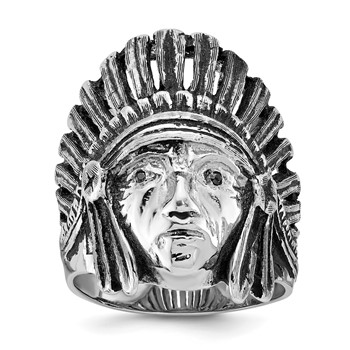 IB Goodman 14k White Gold Mens Antiqued Diamond Native Headdress Ring Mounting