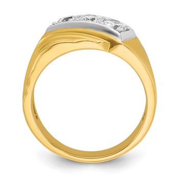 IB Goodman 14k Mens Polished and Grooved 3-Stone Ring Mounting — alternate view