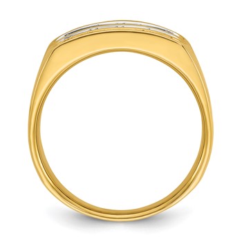 IB Goodman 14k Mens Polished and Grooved 3-Row Ring Mounting — alternate view