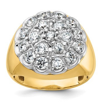 10k Two-tone IBGoodman Men's Polished Round Cluster Ring Mounting