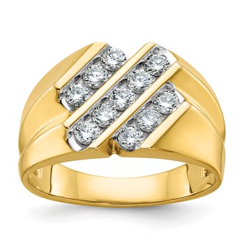 IB Goodman 14k Mens Polished Satin and Grooved Ring Mounting