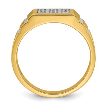 IB Goodman 14k Mens Polished Satin and Grooved 3-Row Ring Mounting — alternate view