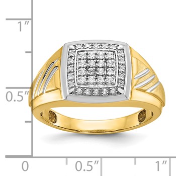 IBGoodman 14k Men's Polished Satin and Grooved Square Cluster Ring Mounting — alternate view