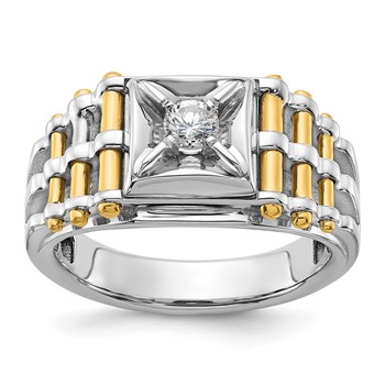 IBGoodman 14k Two-tone Men's Polished Brushed and Textured Ring Mounting