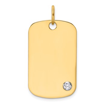 14K Yellow 32X19.2 Dog Tag 14K White TUBE  1-2.8MM CZ Mounting