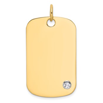 14K Yellow 40X24 Dog Tag 14K White; 4.2MM TUBE;  1-3MM CZ Mounting