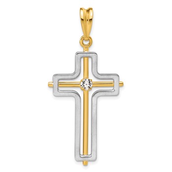 39 x 24.8 mm Two Tone Diamond Cross Mounting