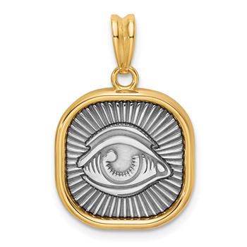 14K Two-tone IBGoodman Polished Square Masonic Eye Pendant