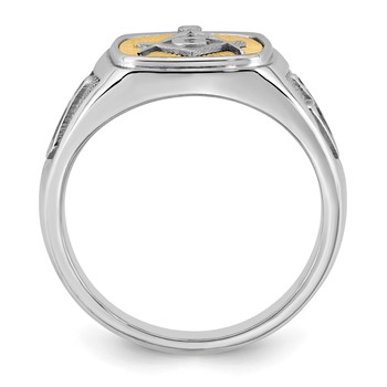 14K Two-tone IBGoodman Men's Black Enamel Masonic Compass Ring — alternate view