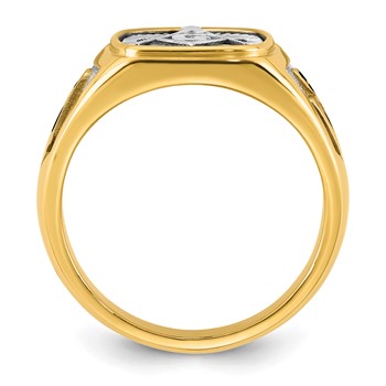 14K Two-tone IBGoodman Men's Black Enamel Masonic Compass Ring — alternate view