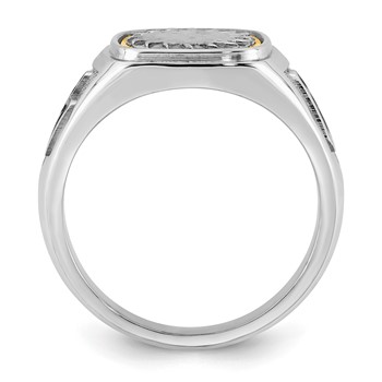 14K Two-tone IBGoodman Men's Black Enamel Sun Masonic Ring — alternate view