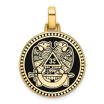 14K IBGoodman Polished Enameled Double Eagle Masonic Pendant