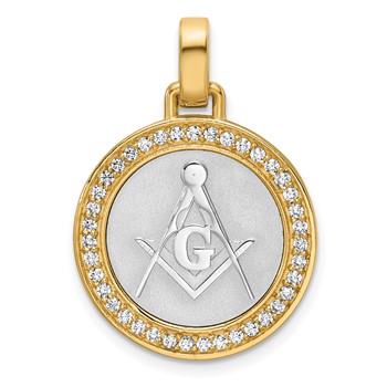 14kTT 20mm Round Masonic Compass Dia Pendant Mounting