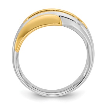 IB Goodman 14k Two-tone Mens Polished and Grooved Curved 7-Stone Ring Mounting — alternate view