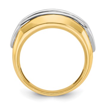IBGoodman 14k Two-tone Men's Polished and Grooved 5-Stone Ring Mounting — alternate view