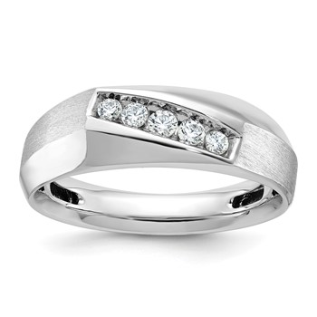 IB Goodman 14k White Gold Mens Polished and Satin 5-Stone Ring Mounting