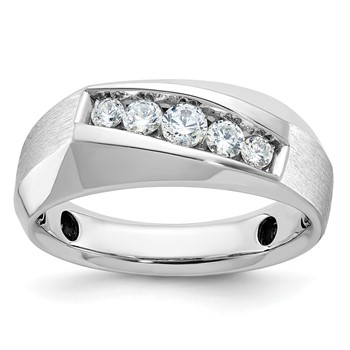 IB Goodman 14k White Gold Mens Polished and Satin 5-Stone Ring Mounting