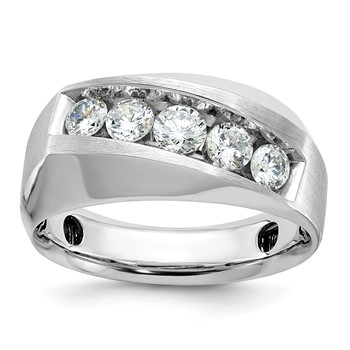 IB Goodman 14k White Gold Mens Polished and Satin 5-Stone Ring Mounting
