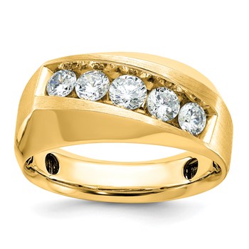 14k IBGoodman Men's Polished and Satin 5-Stone Ring Mounting