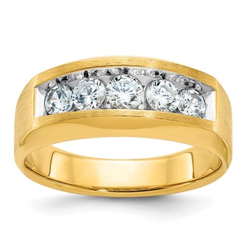 IB Goodman 14k Polished and Satin 5-Stone Mens Channel Ring Mounting