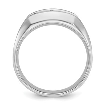 IBGoodman 14k White Gold Men's Polished Satin and Grooved 3-Stone Ring Mounting — alternate view
