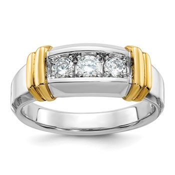 IB Goodman 14k Two-tone Mens Polished 3-Stone Ring Mounting