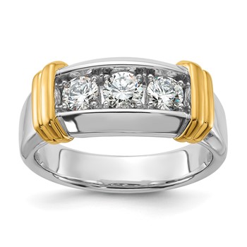 14k Two-tone IBGoodman Men's Lab Grown Diamond Complete Ring Mounting