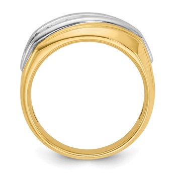 IBGoodman 14k Two-tone Men's Polished and Grooved Graduated 7-Stone Ring Mounting — alternate view