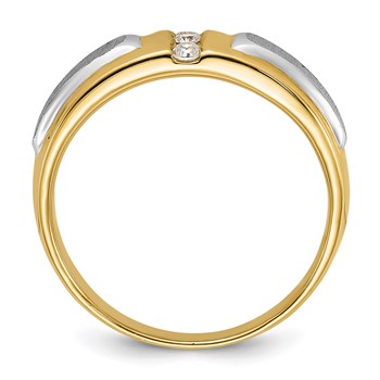 IBGoodman 14k Two-tone Polished and Satin Men's Three Stone Ring Mounting — alternate view