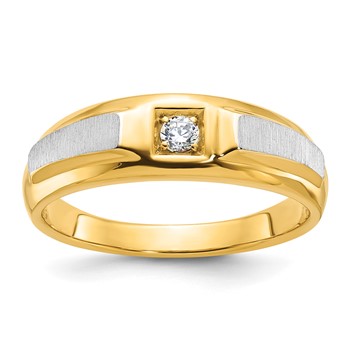  IB Goodman 14k White Gold Mens Polished and Satin Diamond Ring Mounting