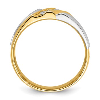 IB Goodman Two-tone Polished Satin and Grooved Mens 3-Stone Ring Mounting — alternate view