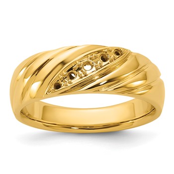 IBGoodman 14k with White Rhodium Polished and Grooved Men's Ring Mounting