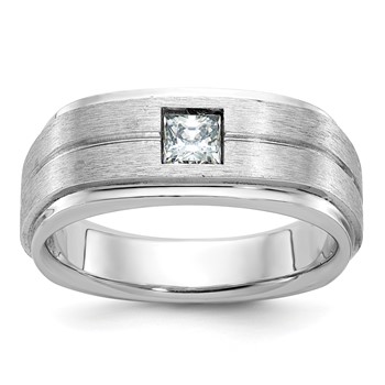 IB Goodman 14k White Gold Mens Polished and Satin Diamond Ring Mounting