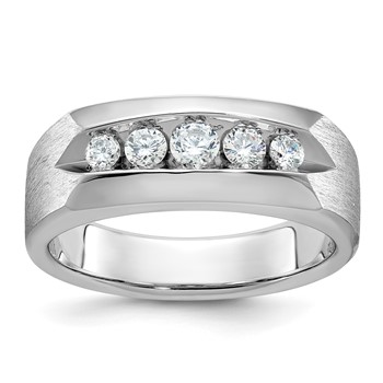 IB Goodman 14k White Gold Mens Polished and Satin 5-Stone Ring Mounting