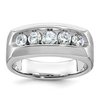 IB Goodman 14k White Gold Mens Polished and Satin 5-Stone Ring Mounting