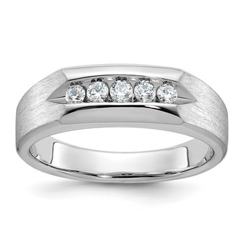 IB Goodman 14k White Gold Mens Polished and Satin 5-Stone Ring Mounting