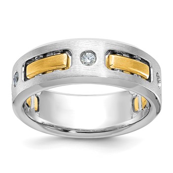 IBGoodman 10k Two-tone Men's Polished Satin and Cut-Out 3-Stone Ring Mounting