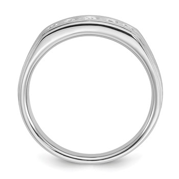 IBGoodman 14k White Gold Men's Polished Satin and Grooved 5-Stone Ring Mounting — alternate view