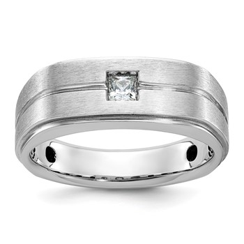 IB Goodman 14k White Gold Mens Polished and Satin Diamond Ring Mounting