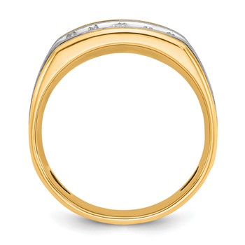 IBGoodman 14k Two-tone Men's Polished Satin and Grooved 5-Stone Ring Mounting — alternate view